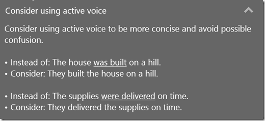 Word grammar active voice examples